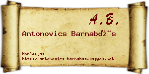 Antonovics Barnabás névjegykártya