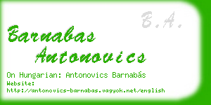 barnabas antonovics business card